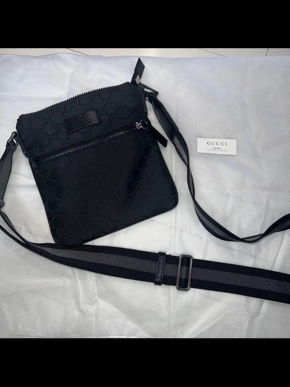 Gucci Black Monogram Messenger Crossbody